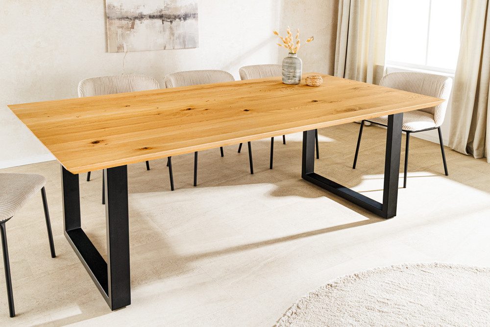 riess-ambiente Esstisch WILD OAK 160cm natur - Wildeiche, Metall, Schweizer Kante, U-Gestell (Einzelartikel, 1-St), Urbaner Massivholztisch für 6 Personen - ideal für Wohn- & Esszimmer