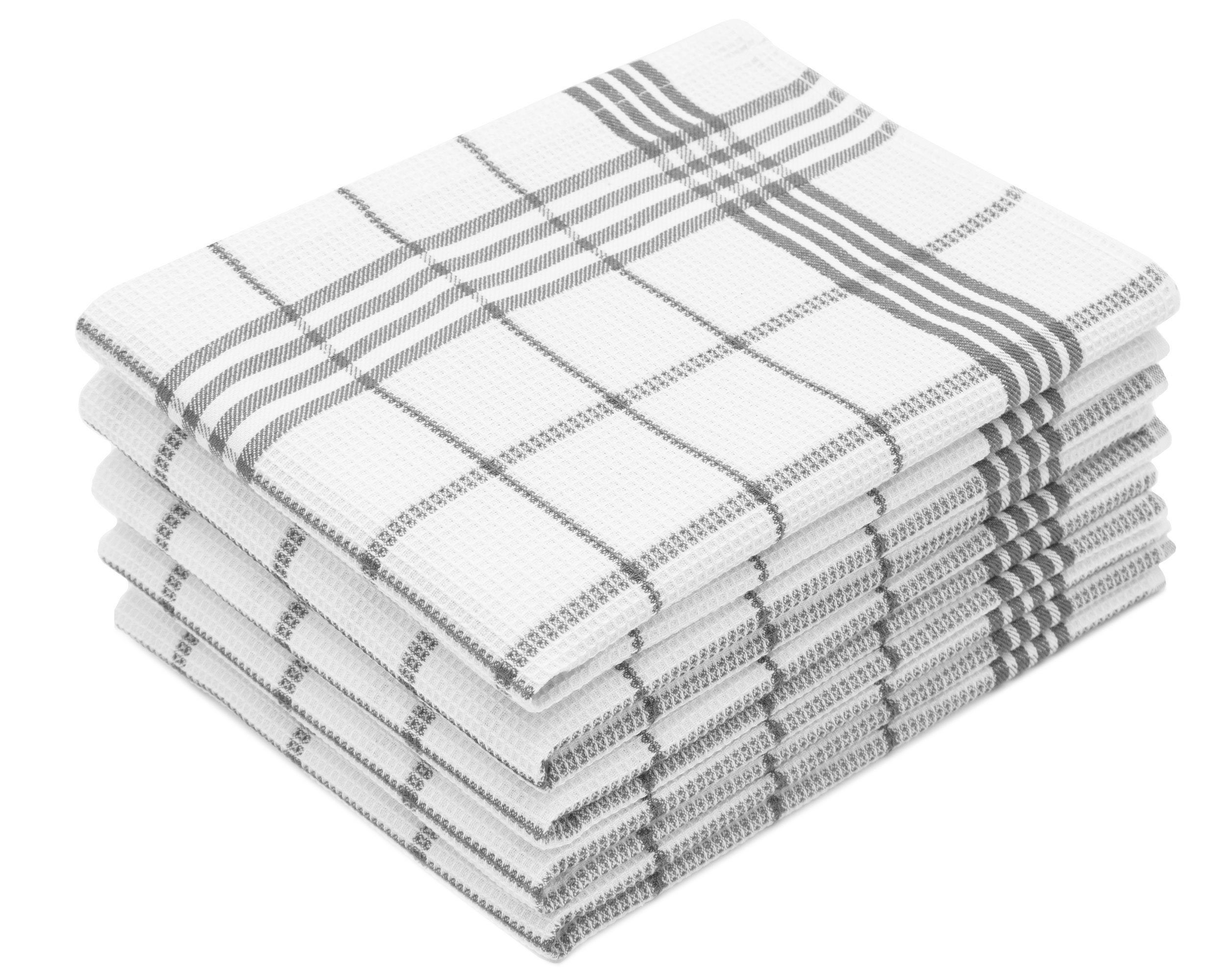 ZOLLNER Geschirrtuch, (Spar-Set, 5-tlg), Waffelpique-Muster, saugstark, weich, Waffelpique, 50 x 70 cm, 100% Baumwolle, von Hotelwäschespezialisten grau-weiß