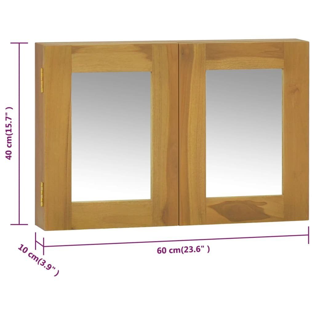 Massivholz cm Teak 60x10x40 vidaXL (1-St) Fächerschrank Spiegelschrank