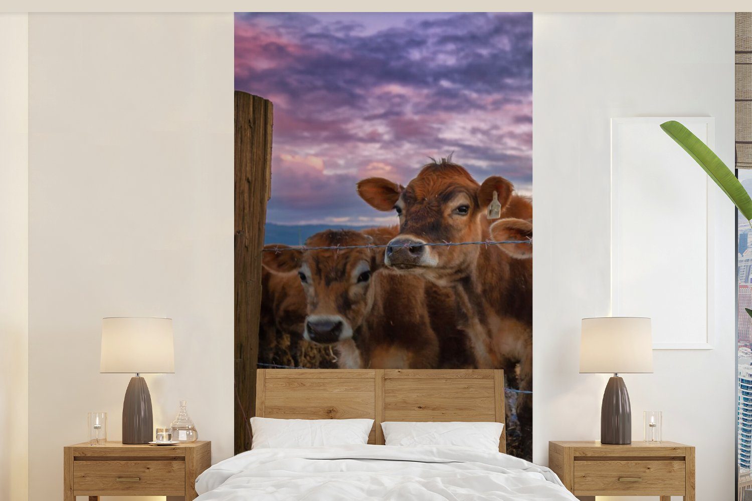 Wohnzimmer Küche, Kühe, Matt, - Vliestapete Schlafzimmer - MuchoWow bedruckt, für Fototapete Fototapete St), (2 Kuh Tiere