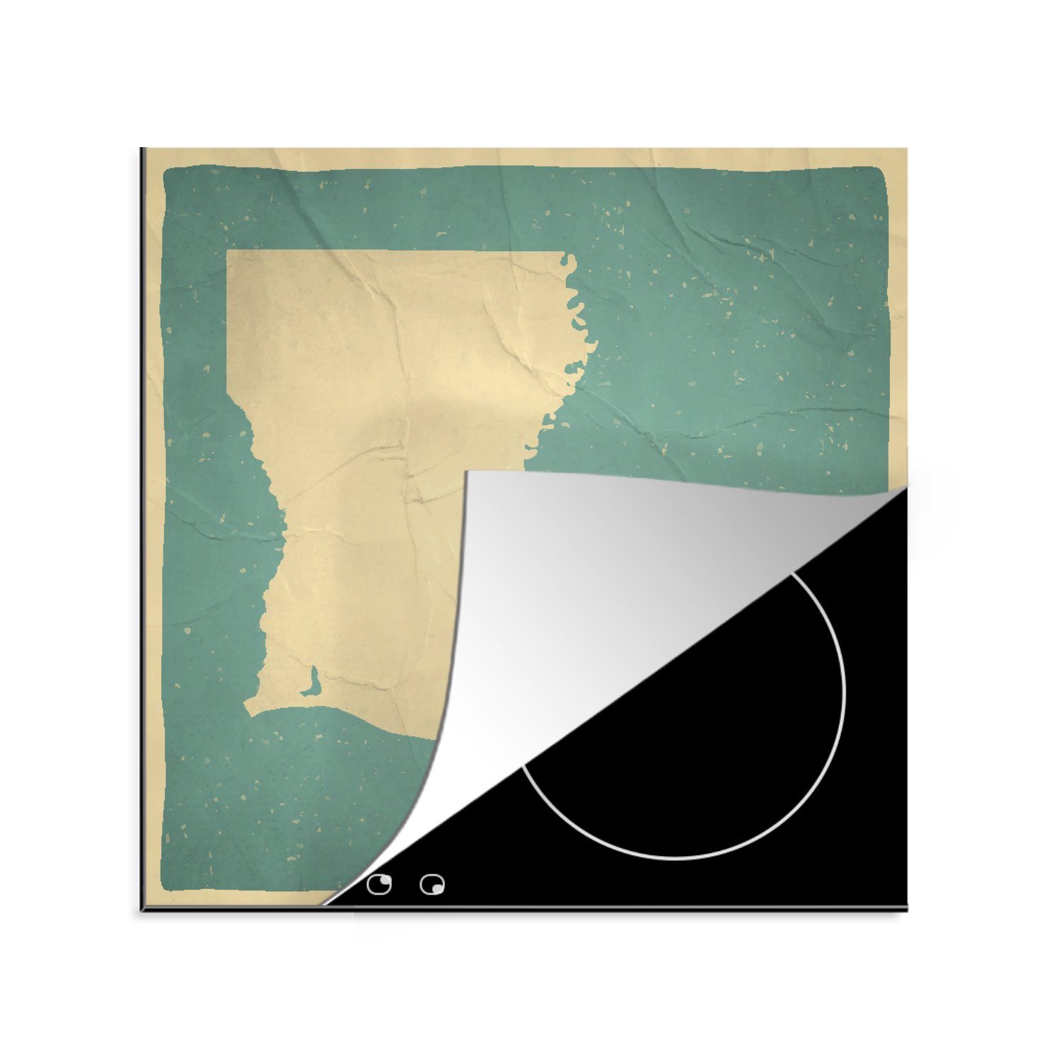 MuchoWow Herdblende-/Abdeckplatte Eine Illustration von Louisiana mit der Stadt Baton Rouge, Vinyl, (1 tlg), 78x78 cm, Ceranfeldabdeckung, Arbeitsplatte für küche