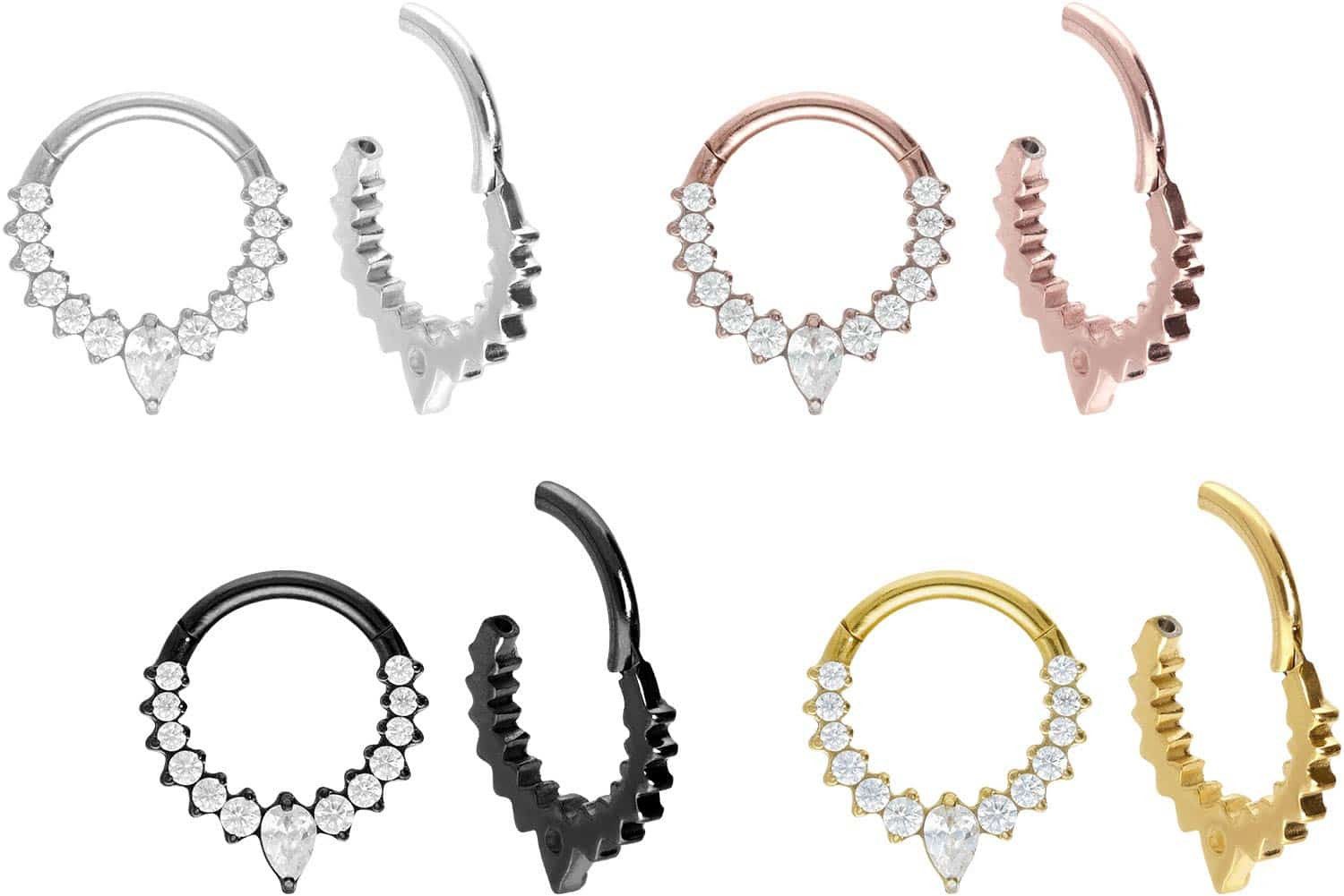 PIERCINGLINE Nasenpiercing Titan Segmentring Clicker EINGEFASSTE günstig online kaufen