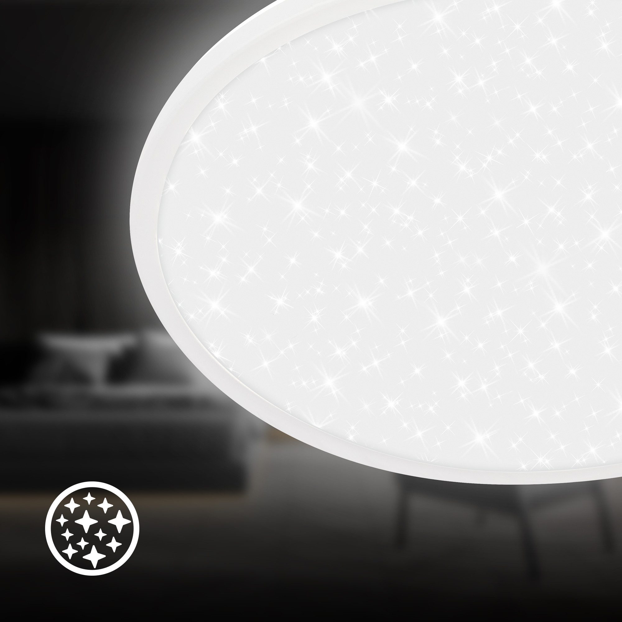 Briloner Leuchten LED Deckenleuchte Sternenhimmel-Effekt indirektes Licht Flaches Design, On/Off, LED fest integriert