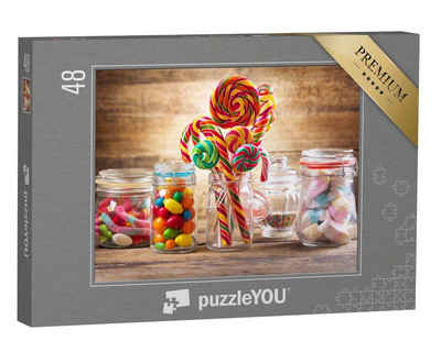 puzzleYOU Puzzle Bunte Bonbons, Gelees, Lutscher, Marshmallows, 48 Puzzleteile, puzzleYOU-Kollektionen Süßigkeiten