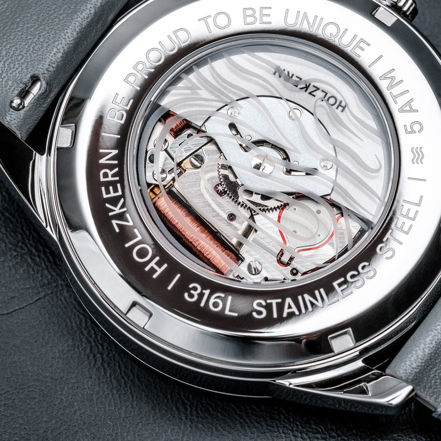 Holzkern Automatikuhr 9010631021207, Herrenuhr GMT Skywhirl Marmor/Silberfarben