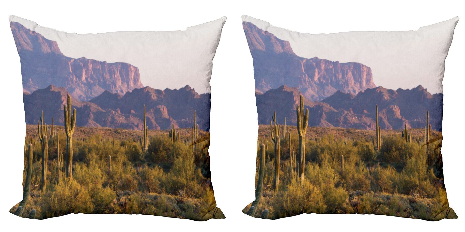 Kissenbezüge Modern Accent Doppelseitiger Digitaldruck, Abakuhaus (2 Stück), Landschaft Cactus Berg im Frühjahr