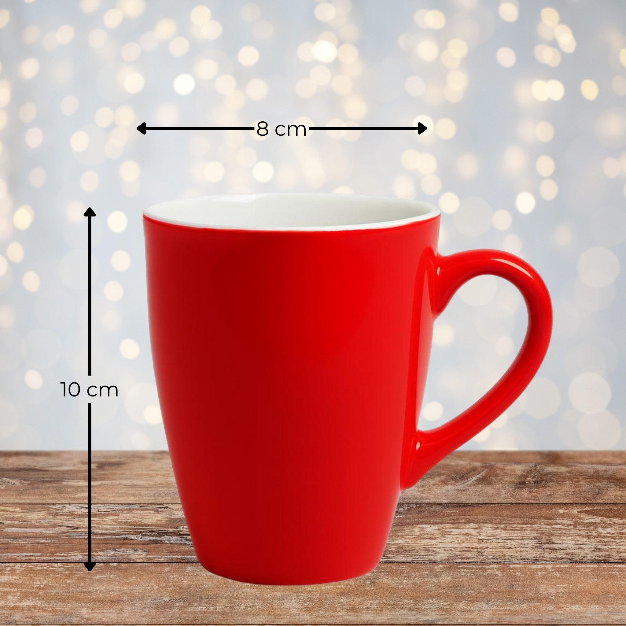 matches21 HOME & HOBBY Tasse Kaffeetassen 4er Set aus Keramik 340ml, Teetassen in Rot, 4-tlg., Keramik, Moderne Kaffeebecher Spülmaschinenfest & Mikrowellengeeignet