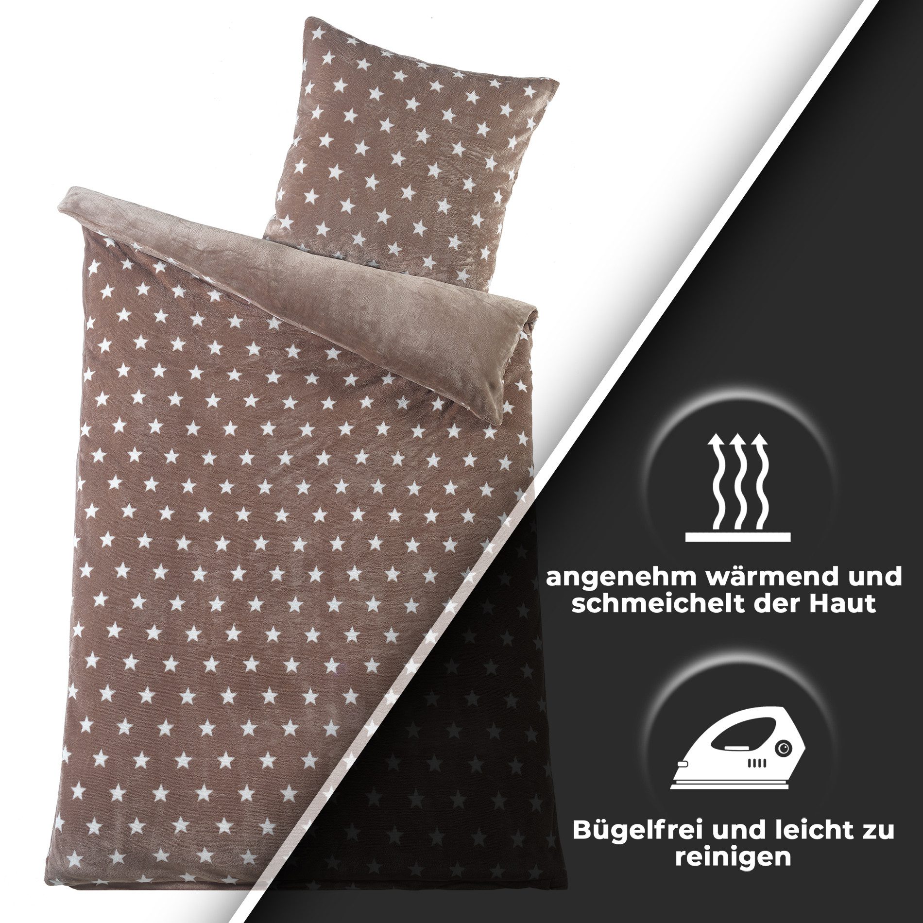 Malika Wendebettwäsche Cashmere-Touch Fleece, weiche, warme Winterbettwäsche, Cashmere Touch, 2 teilig, Flauschig warmes Teddy-Plüsch – Bild 5 von 5