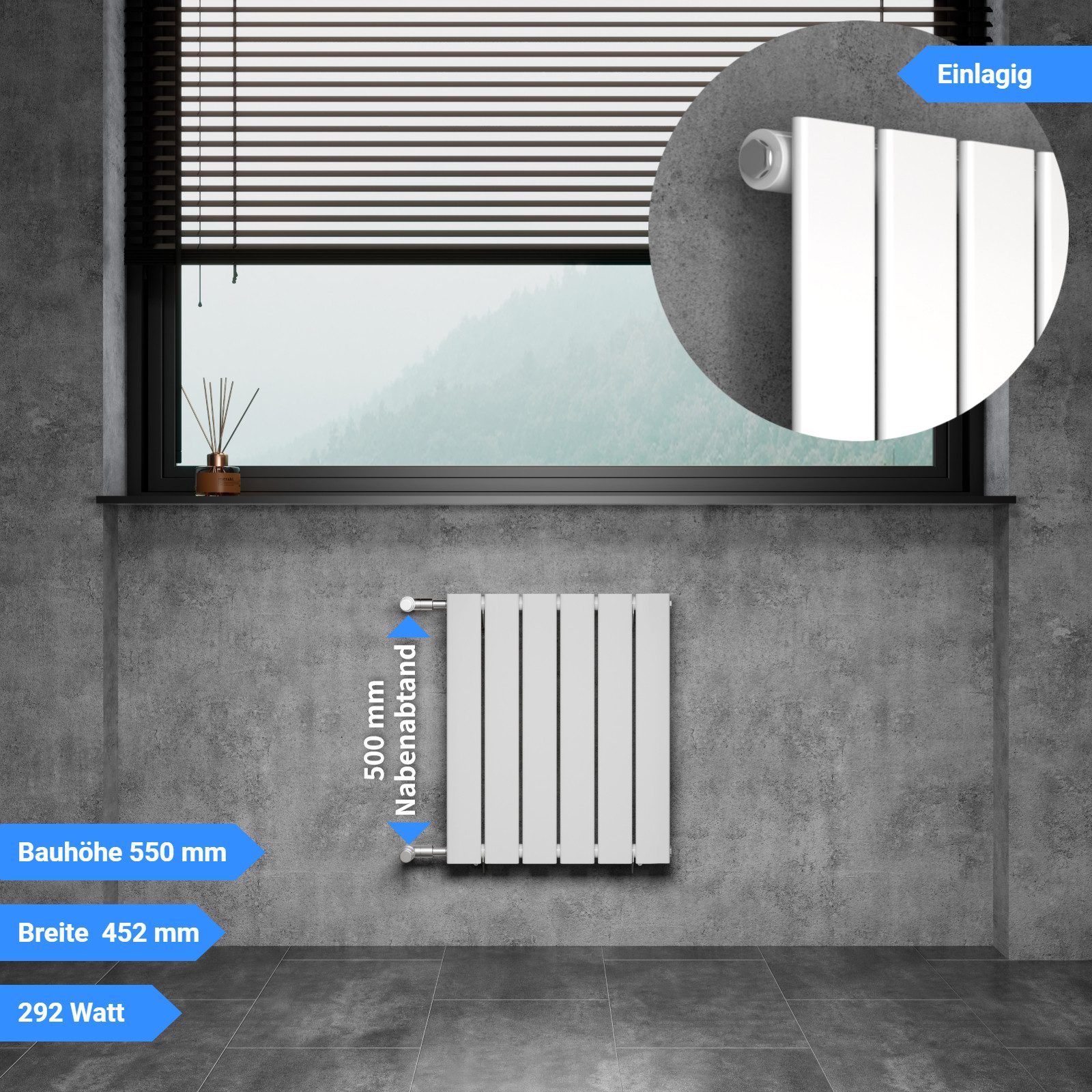 WITEN&NOCK Badheizkörper Flach Paneelheizkörper mit Seitenanschluss Nabenab günstig online kaufen