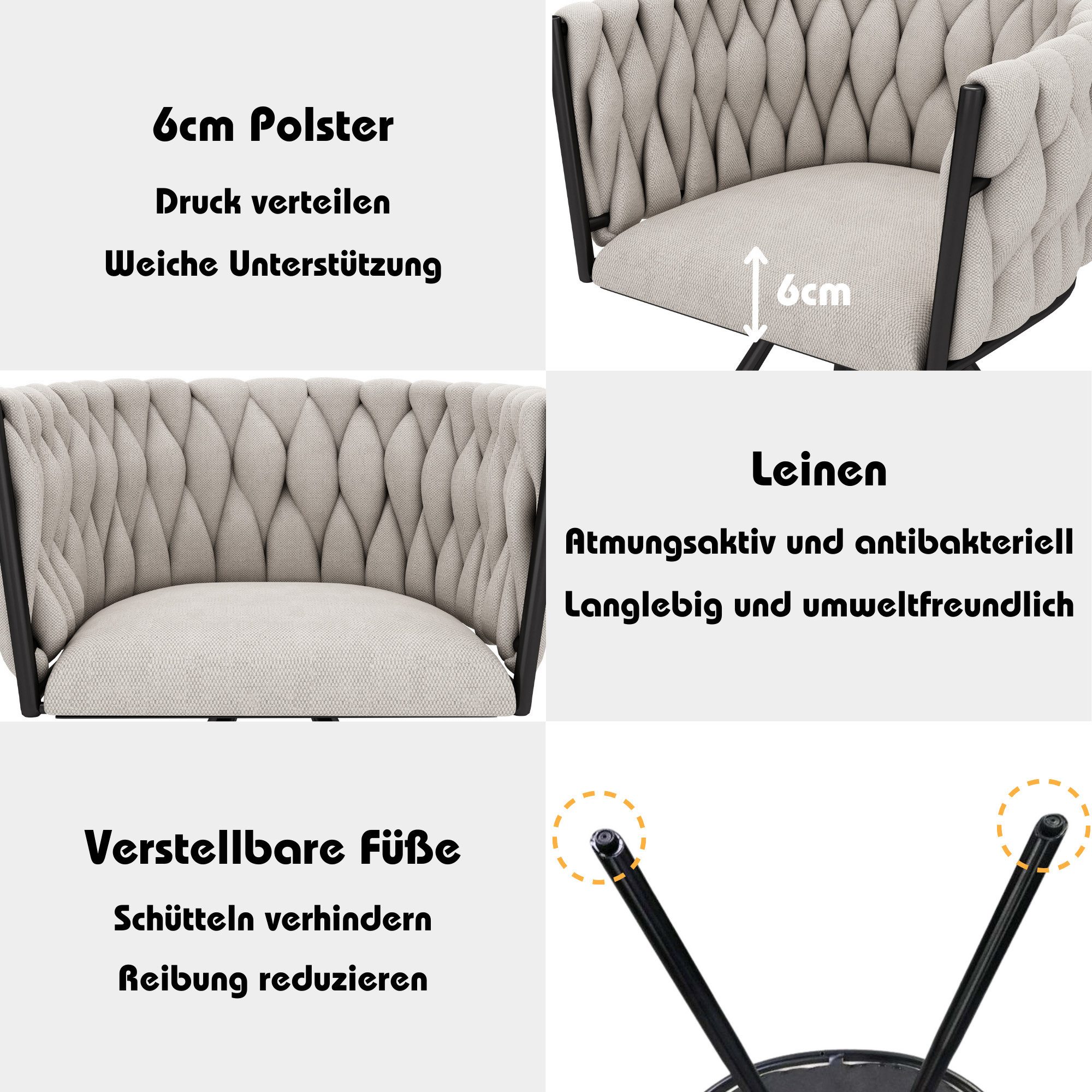 OKWISH Esszimmerstuhl 360°-Drehfunktion (Polsterstuhl, Wohnzimmerstuhl, Küc günstig online kaufen