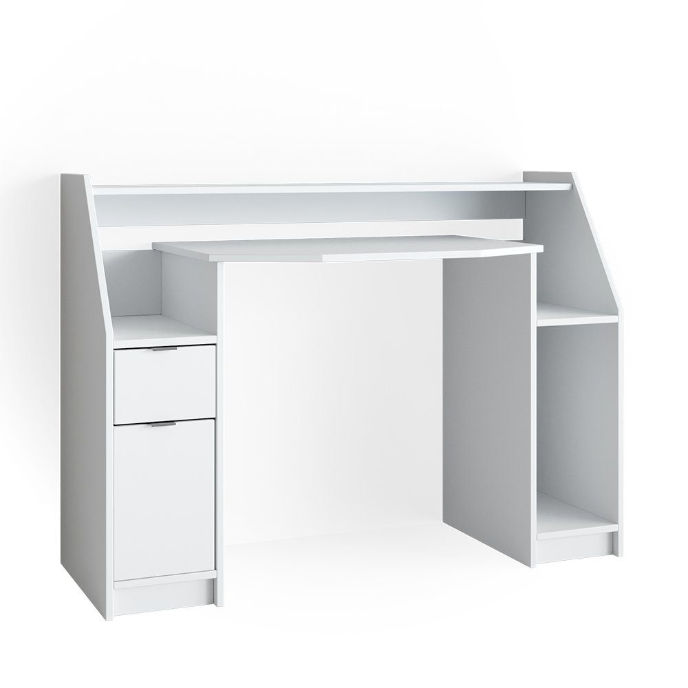 Vicco Computertisch Arbeitstisch Schreibtisch PC-Tisch Weiß JOEL | Weiß weiß weiß 