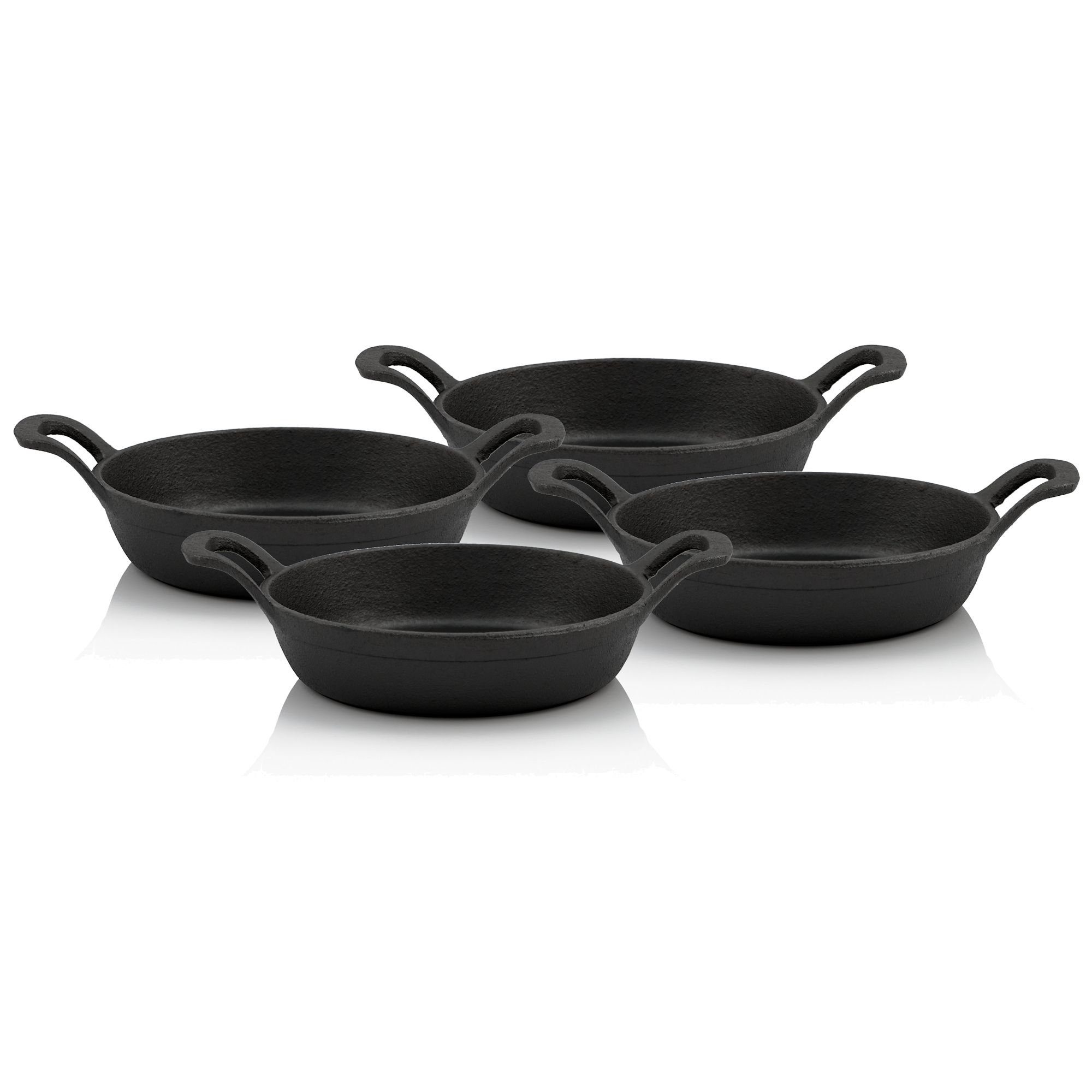 BBQ-Toro Servierpfanne Gusseisen Servierpfännchen, 4 Stück, Ø 16 cm, rund, Gusspfanne, Gusseisen