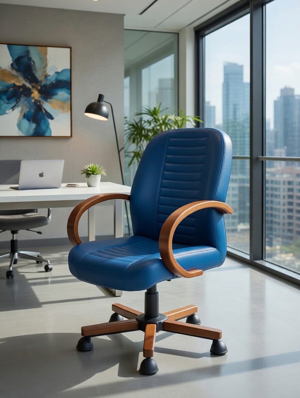 JVmoebel Chefsessel Komfortabler Bürosessel Blau für ergonomisches Sitzen, Made in Europa