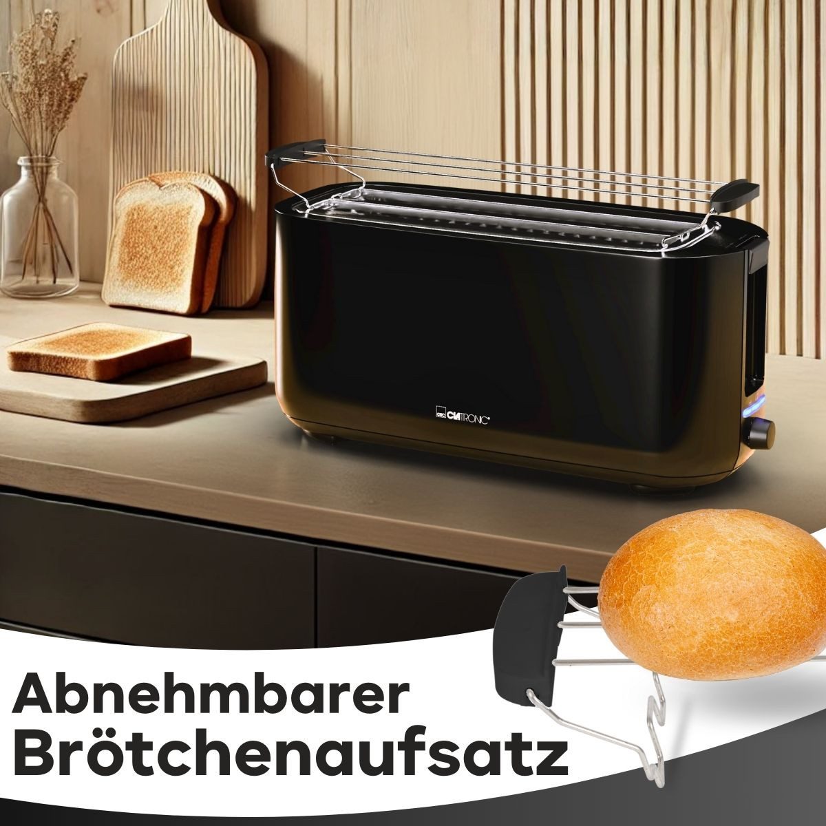 CLATRONIC Toaster TA 3802, mit Auftau-/Aufwärm-/Schnellstoppfunktion