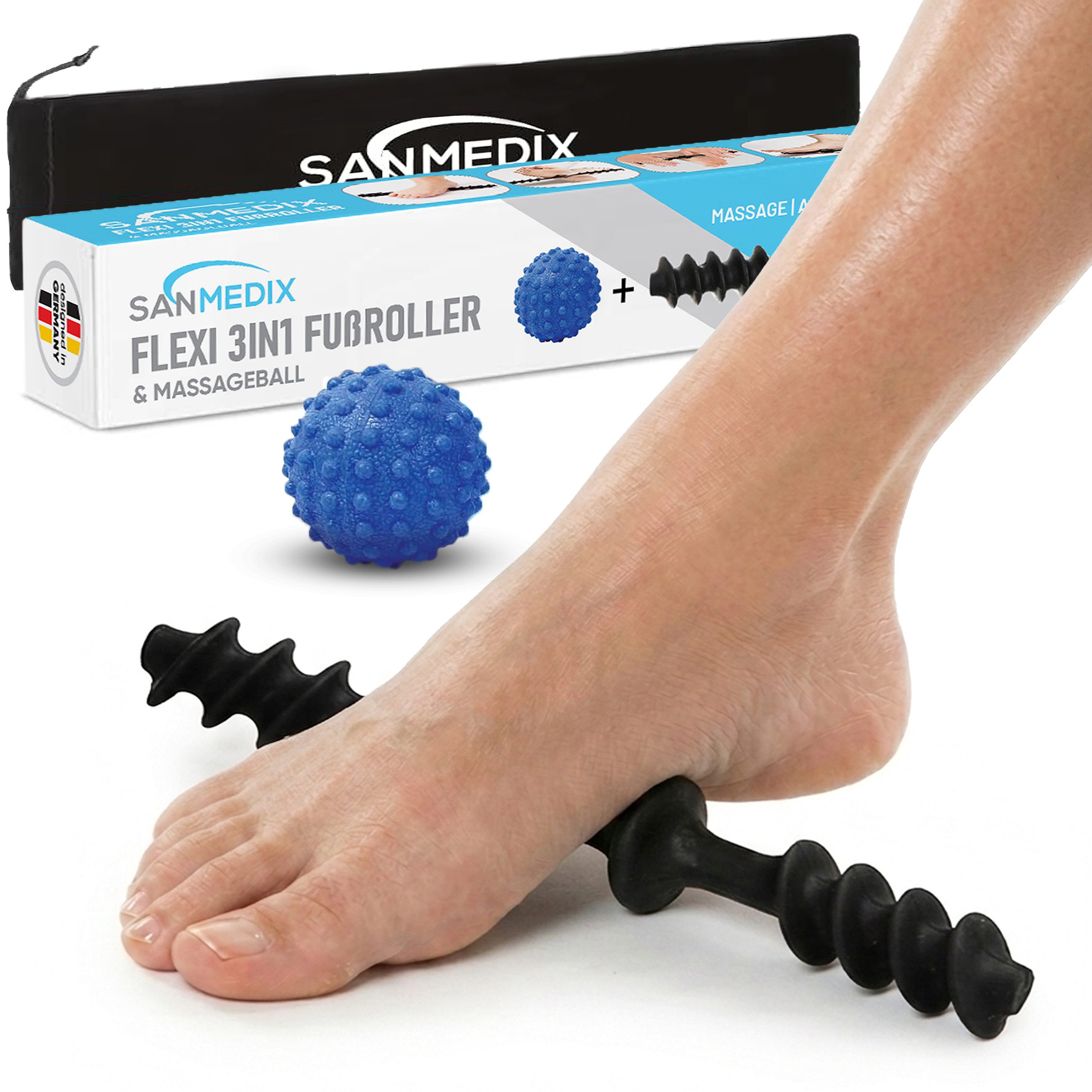 Sanmedix Fußmassagegerät Fußmassageroller & Massageball - Mobilisation, Fuß Trigger & Massage, Lindert & Entspannt bei Plantarfasziitis, Fersensporn & Hallux Valgus
