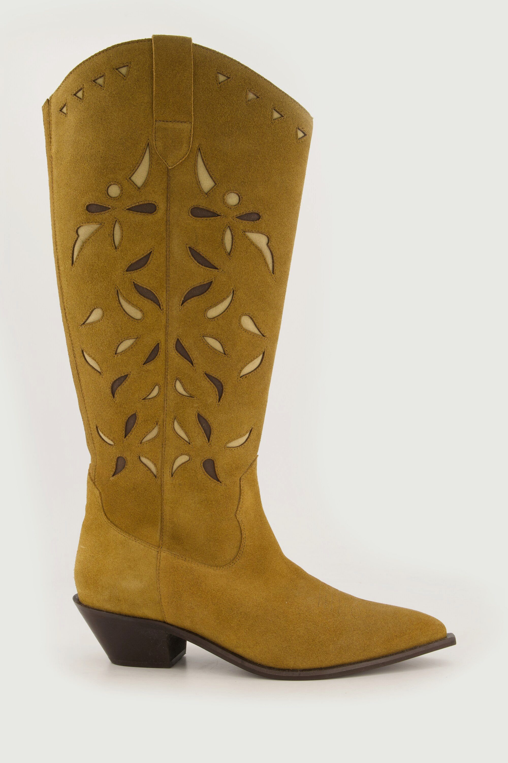 Ulla Popken Leder-Cowboystiefel XL-Schaft Stickerei Weite H Stiefel