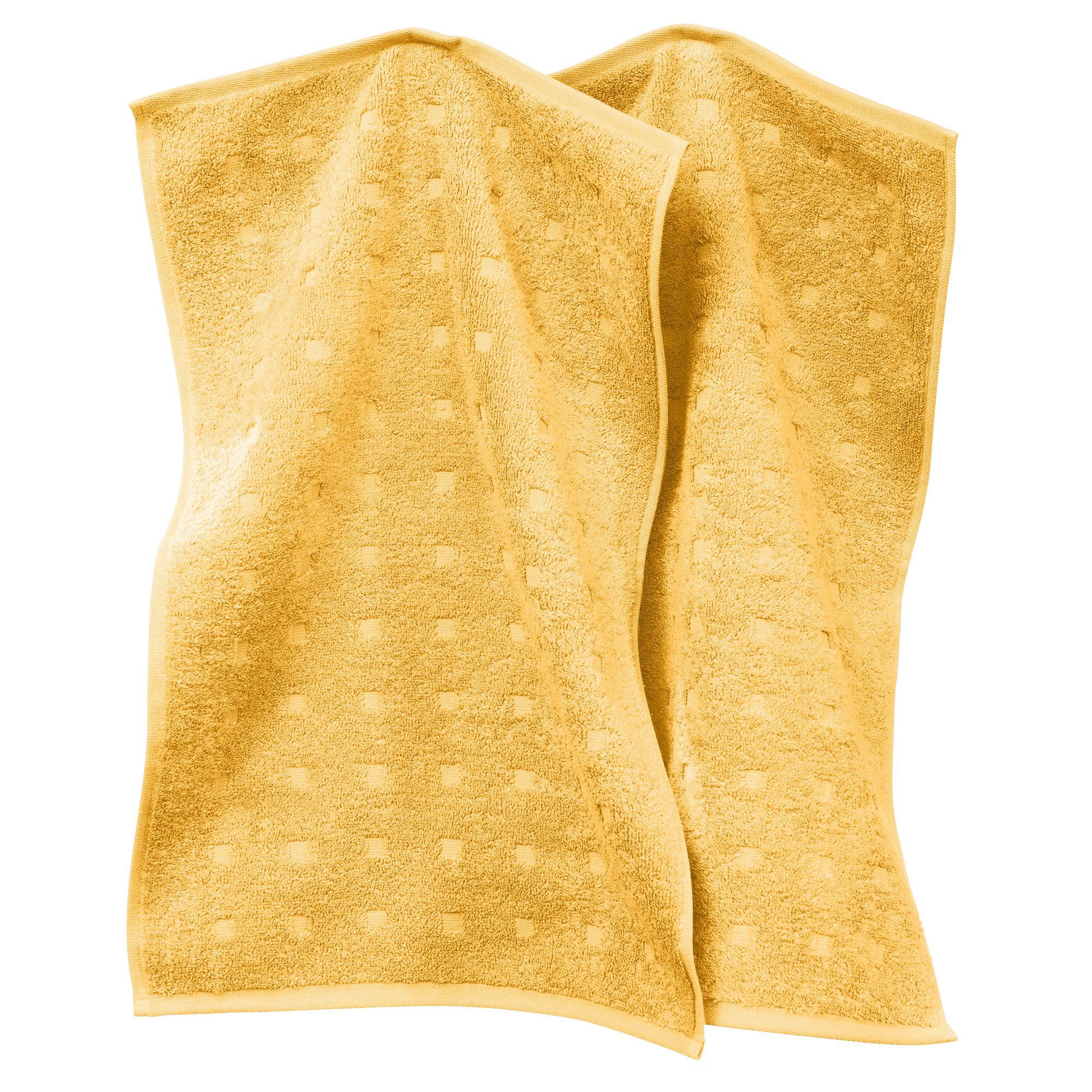 Möve Gästehandtuch Gästetuch "Quadretti" 2er-Pack, Frottier, Walk-Frottier Uni/Hoch- Tiefstruktur