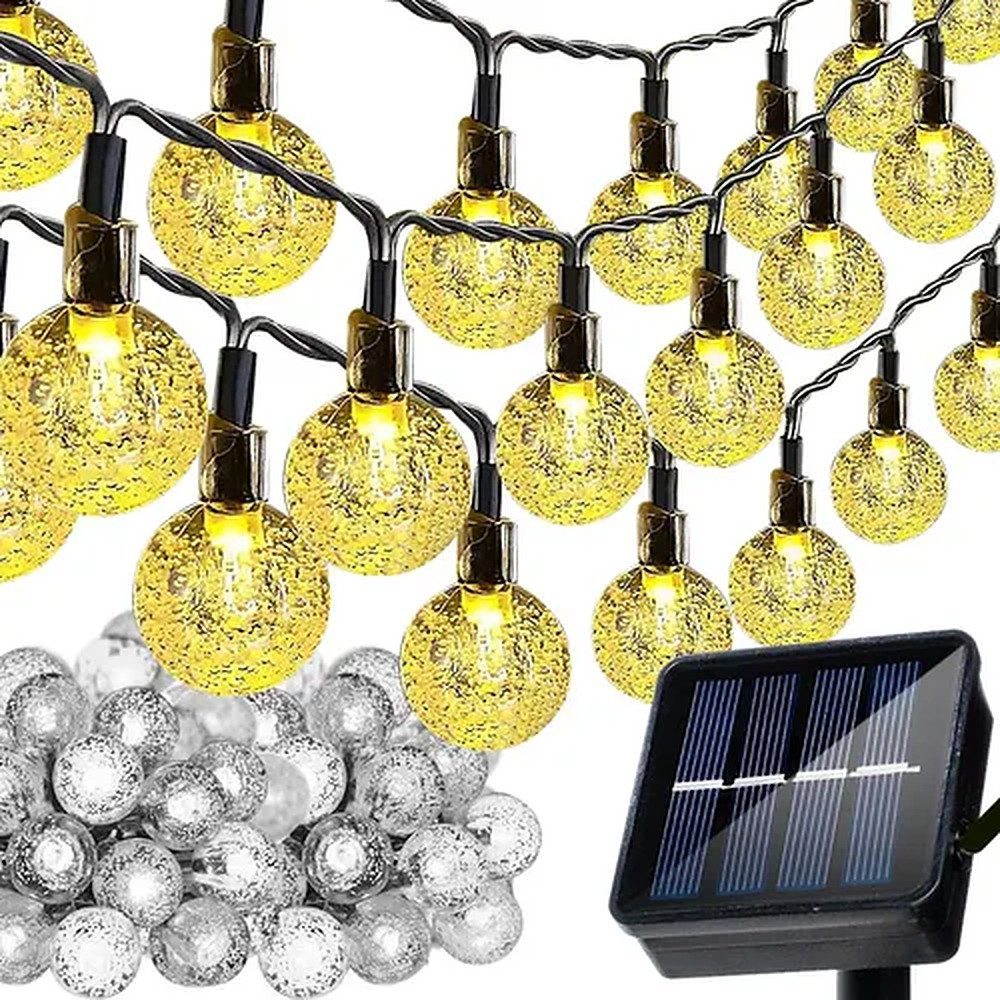 Gardlov LED-Girlande Lichterkette Kugelgirlande, 100-flammig, 100 Kugeln, Dämmerungssensor, 8 Modi, IP44