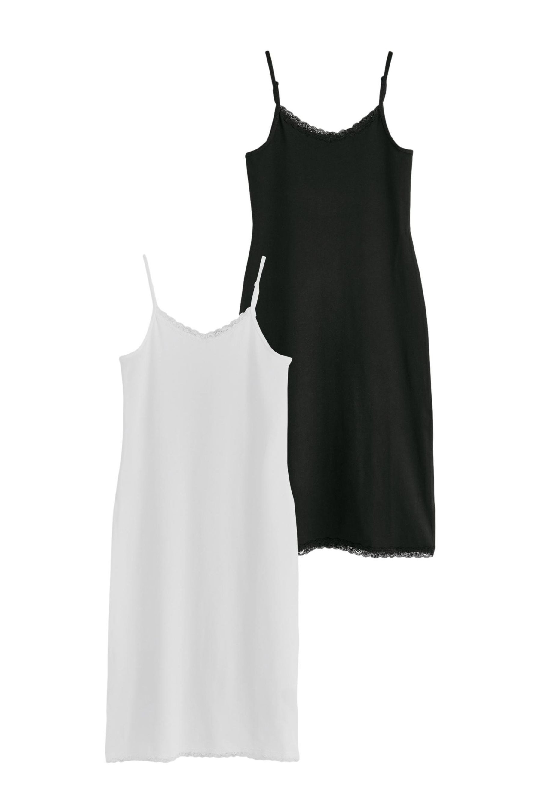 Next Unterkleid Langes Baumwollunterkleid mit Spitzenkante (2-tlg)