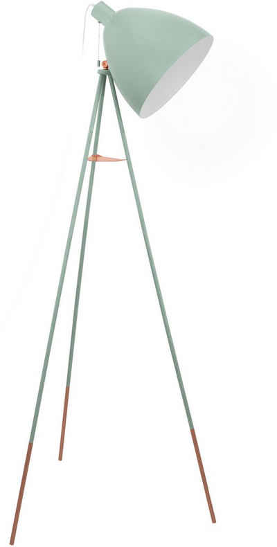 EGLO Stehlampe DUNDEE, ohne Leuchtmittel, Vintage Stehleuchte, Standleuchte Stahl, mintgrün, E27, Zugschalter