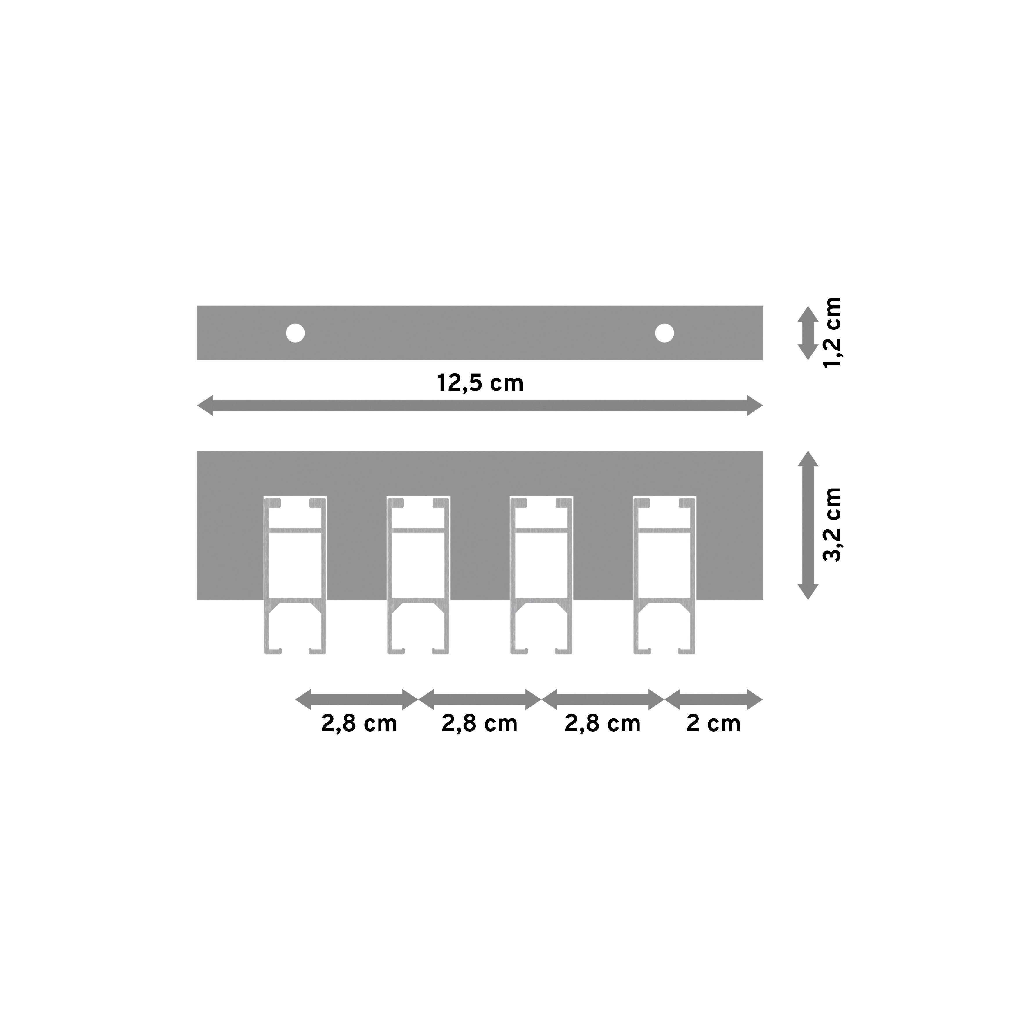 Gardinenstange Smartline Conex, INTERDECO, / Chrom Edelstahl-Optik Deckenmontage, eckig, mm, 4-läufig, 14x35