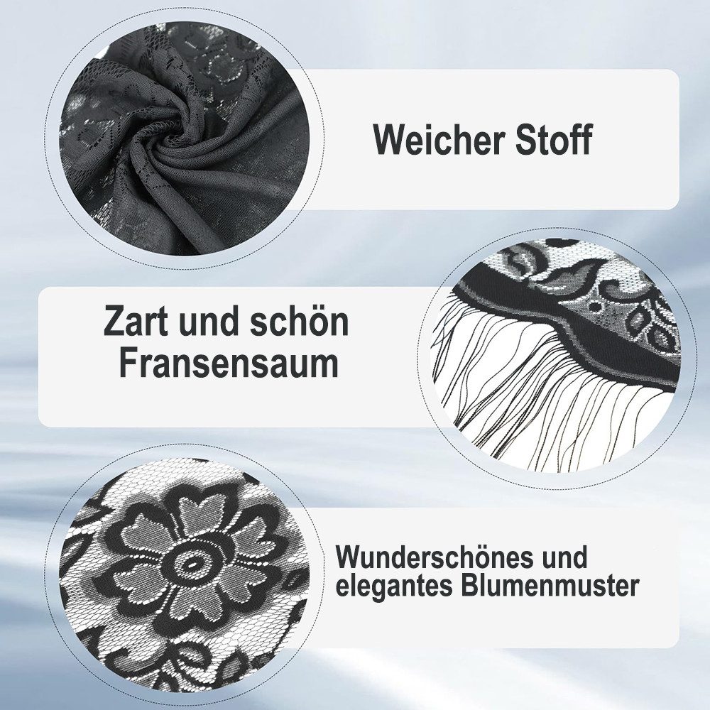 Zaewry Modeschal Stola für Abendkleid,Damen Spitzen-Stola,Dünner Schal Damen, Durchbrochene Sommer Schal Damen,für Hochzeiten, Abendpartys – Bild 2 von 5