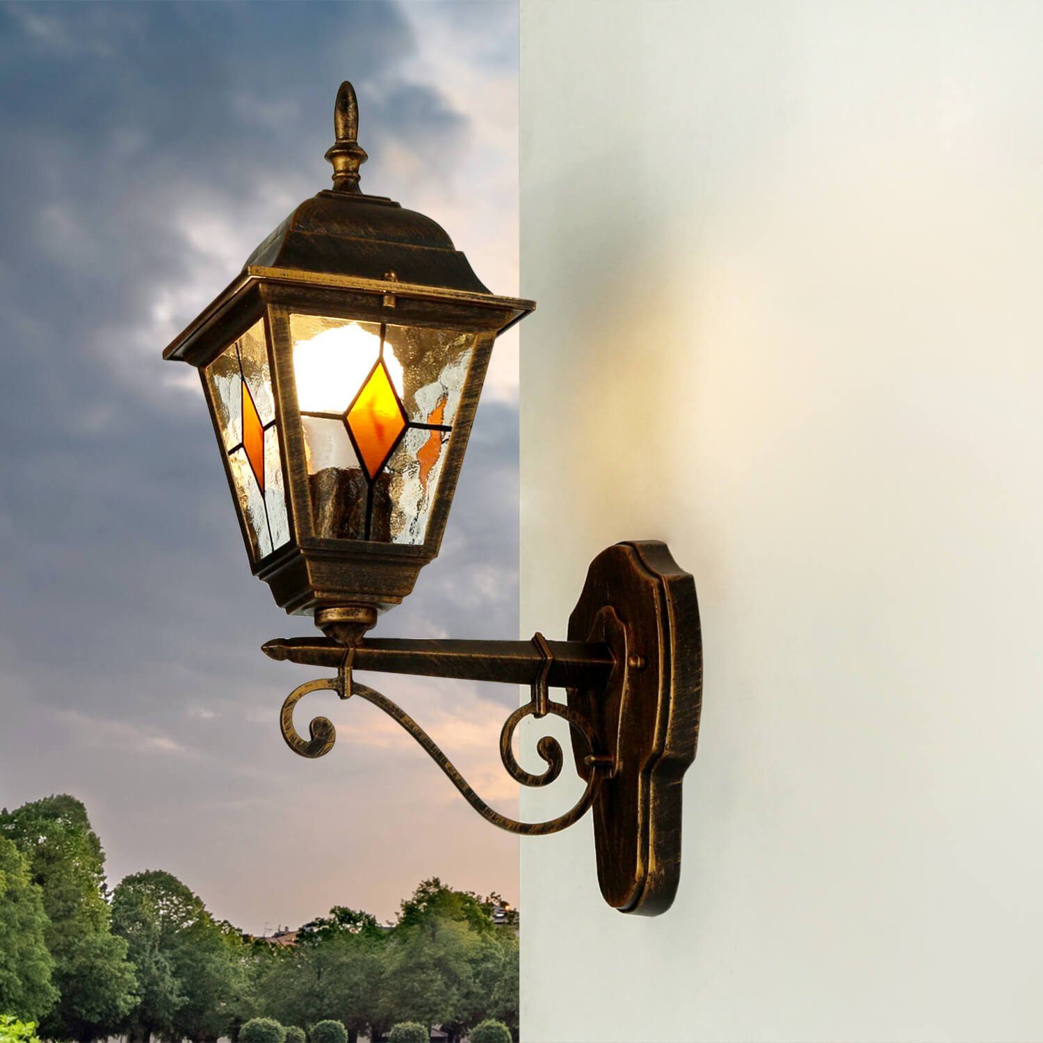 Kupfer Hof Laterne ohne Leuchtmittel, Wandlampe in Licht-Erlebnisse SALZBURG, Außen-Wandleuchte Außen Antik Garten Rustikal