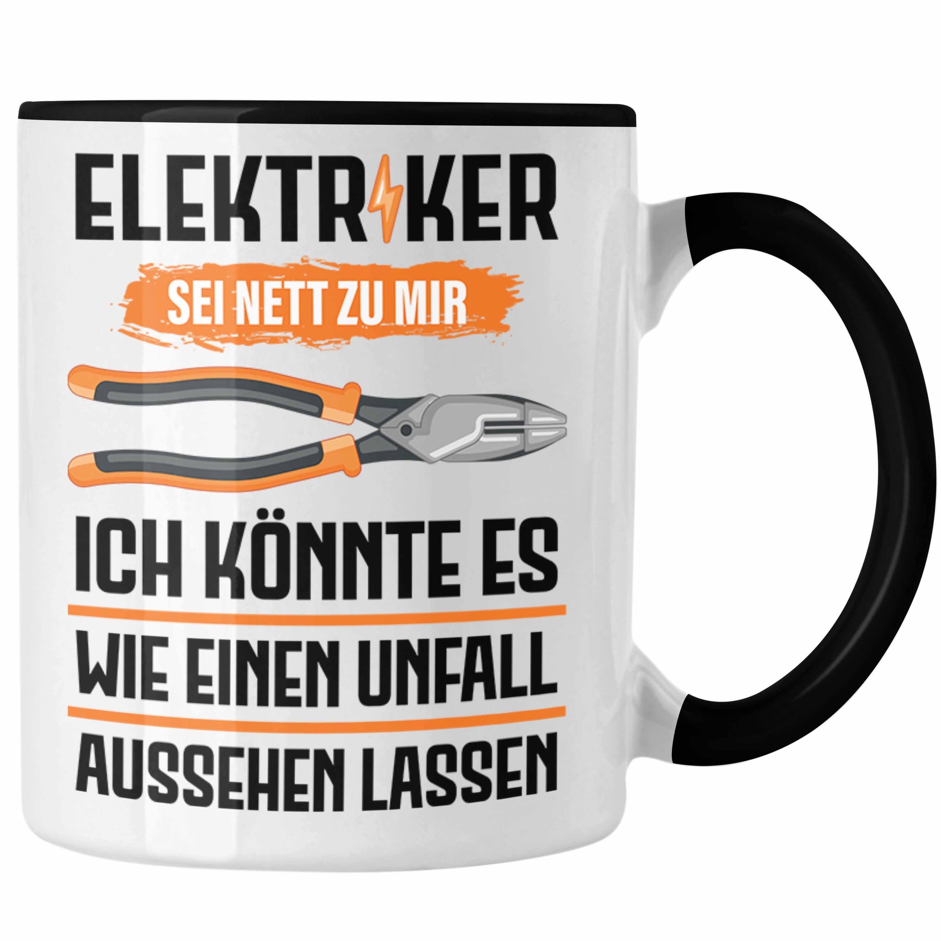 Trendation Tasse Trendation - Elektriker Tasse Spruch Männer Geschenk Lustig Gadget Geschenke Kaffeebecher Schwarz