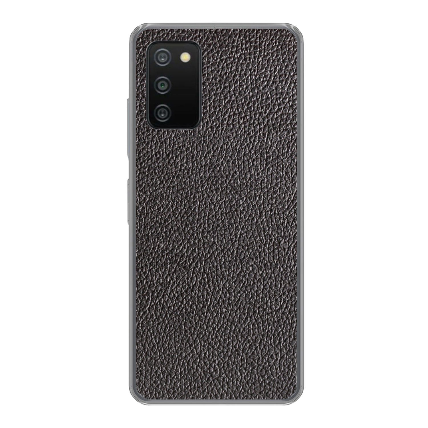 MuchoWow Handyhülle für Samsung Galaxy A03s Leder - Lederoptik - Schwarz - Hell, Smartphone-Bumper, Print, Handy Schutzhülle Dünn