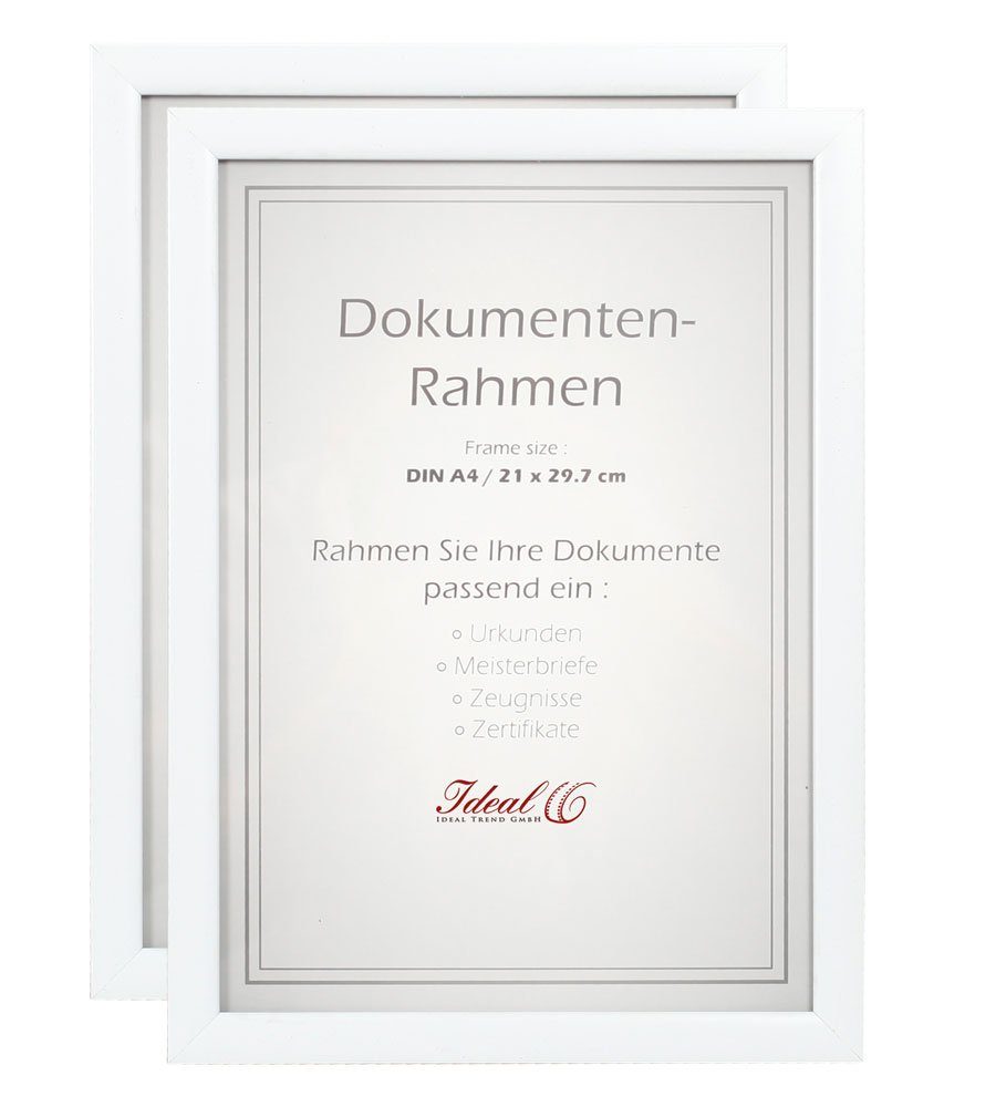 IDEAL TREND Bilderrahmen 2er 3er 5er 10er Pack Dokument Bilderrahmen 21x29,7 DIN A4 Urkunde Fot 2er Pack Weiß