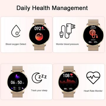 Betatree Intelligente Funktionen Smartwatch (1,32 Zoll, Android, iOS), mit SpO2 Schlaf Herzfrequenzmesser, 20 Sport Fitness Tracker Stoppuhr