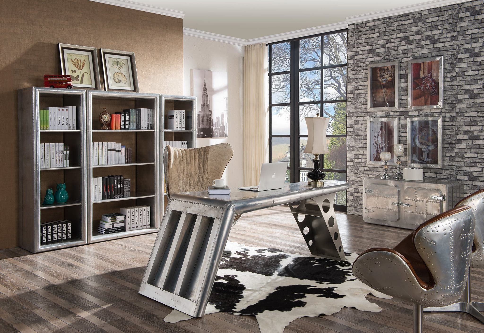 Xlmoebel Büromöbel-Set Büroeinrichtungs-Set mit Schreibtisch und Schrank in Holzoptik, (8tlg.Buro Set), Hergestellt in Europa