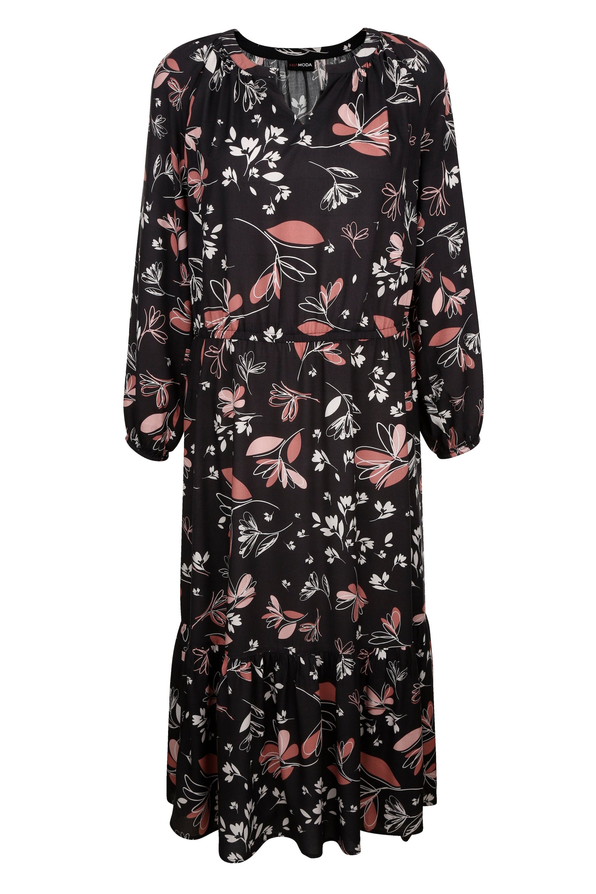 MIAMODA Jerseykleid Maxikleid floraler Druck Langarm günstig online kaufen