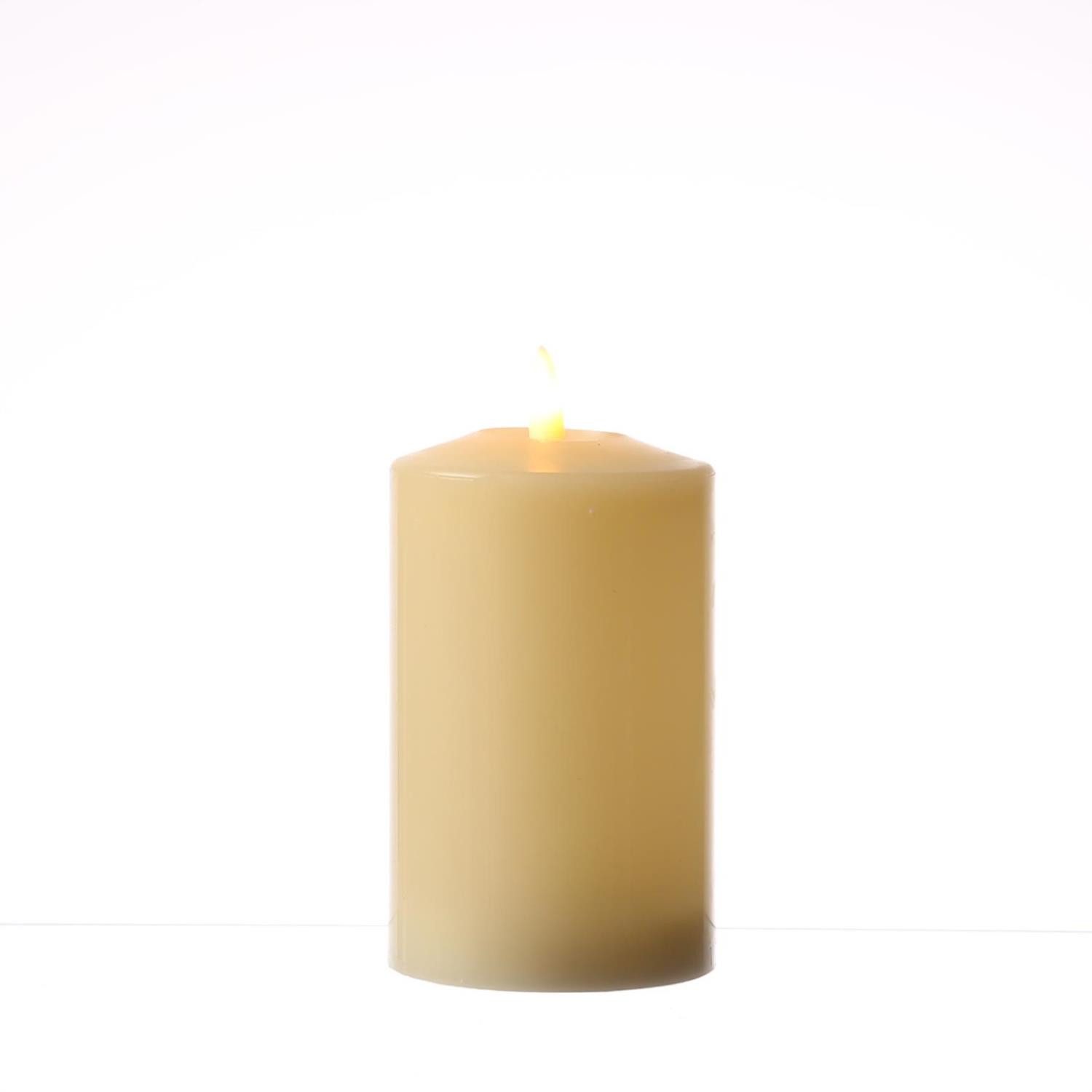 LED-Kerze Stumpenkerze Echtwachs flackernd H: 14cm D: 7,5cm Timer creme