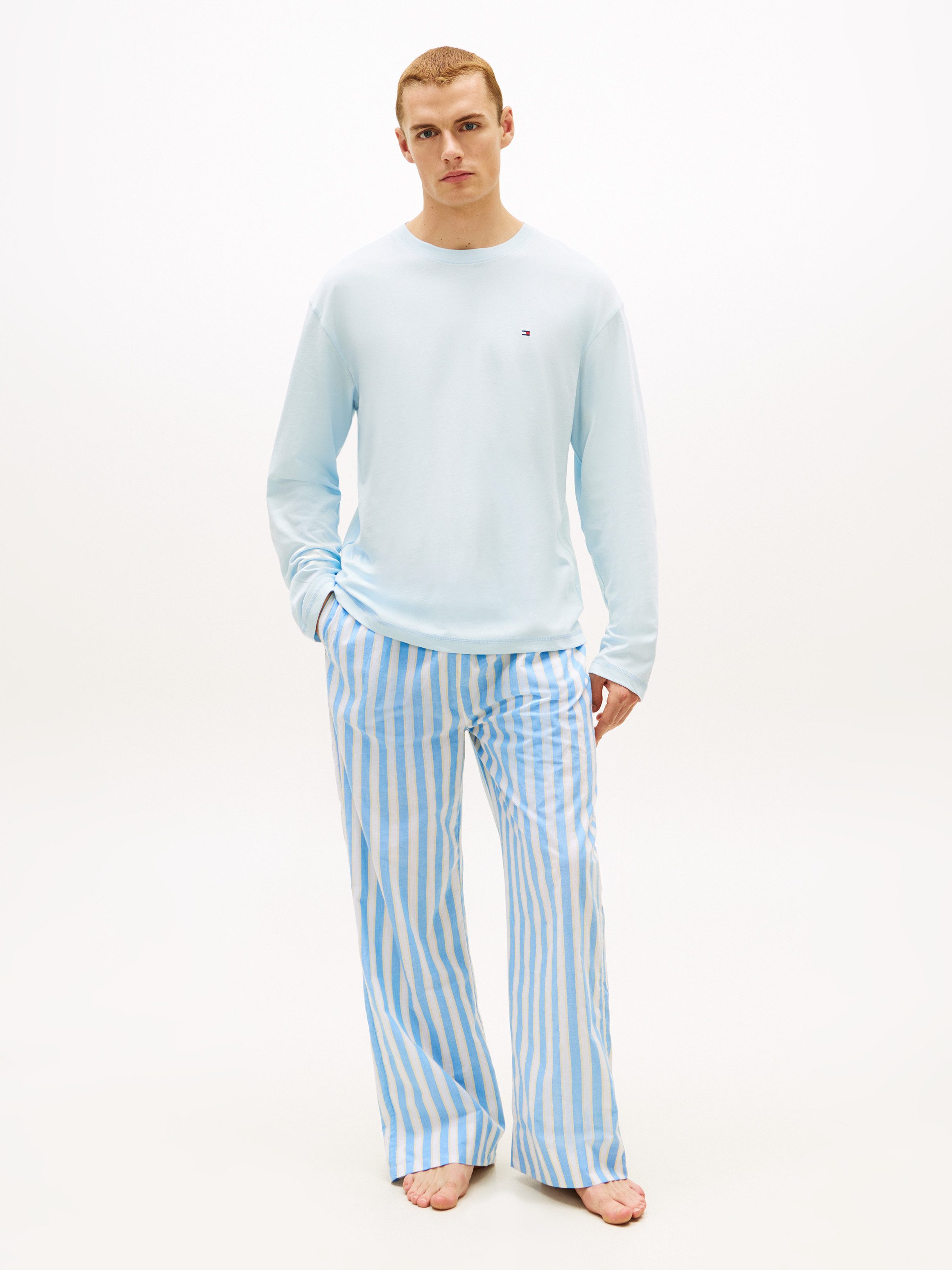 Tommy Hilfiger Underwear Pyjama LS WOVEN Pyjama SET PRINT (2 tlg) mit Rundhals, Hose kariert, mit elastischem Bund