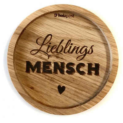 holzpost GmbH Getränkeuntersetzer Holzuntersetzer "Lieblings Mensch", Untersetzer aus massiver Eiche