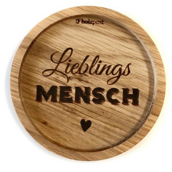holzpost GmbH Getränkeuntersetzer Holzuntersetzer "Lieblings Mensch" Untersetzer aus massiver Eiche