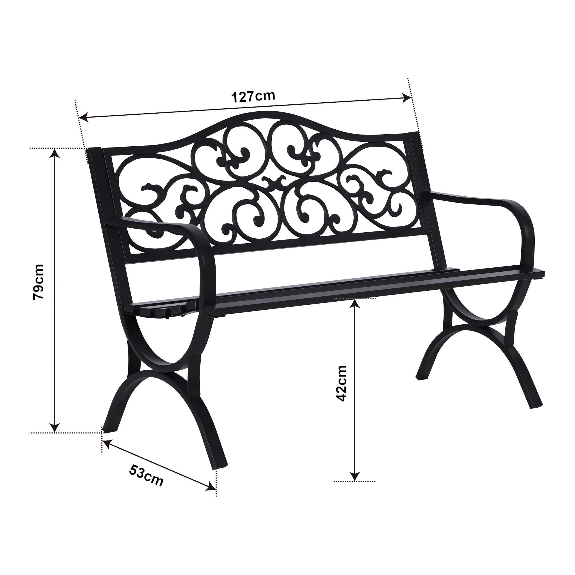 casa.pro Gartenbank, »Utav« für 2-3 Pers.127x53x79 cm Dunkelgrau mit grüner Patina
