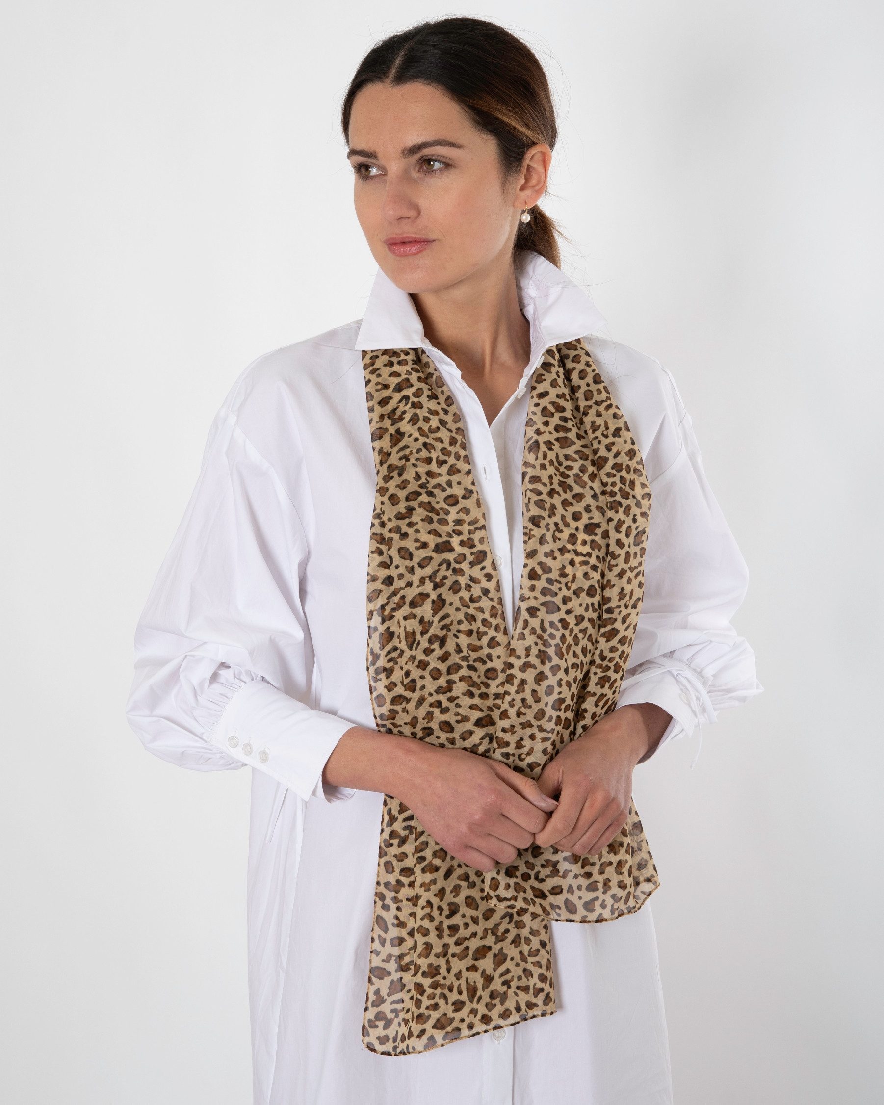 MayTree Modeschal leichter Chiffonschal Damen Leopard 48x150cm, Frühling So günstig online kaufen