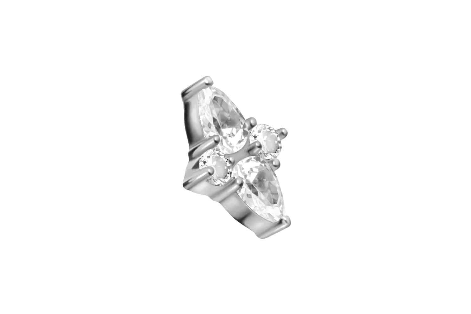 Titan Piercing-Aufsatz 'Kristallblume' – Schraubaufsatz Mit 0,9 Mm Gewinde, Silber, 3,5 Mm Titan Piercing-Aufsatz 'Kristallblume' – Schraubaufsatz Mit 0,9 Mm Gewinde, Silber, 3,5 Mm