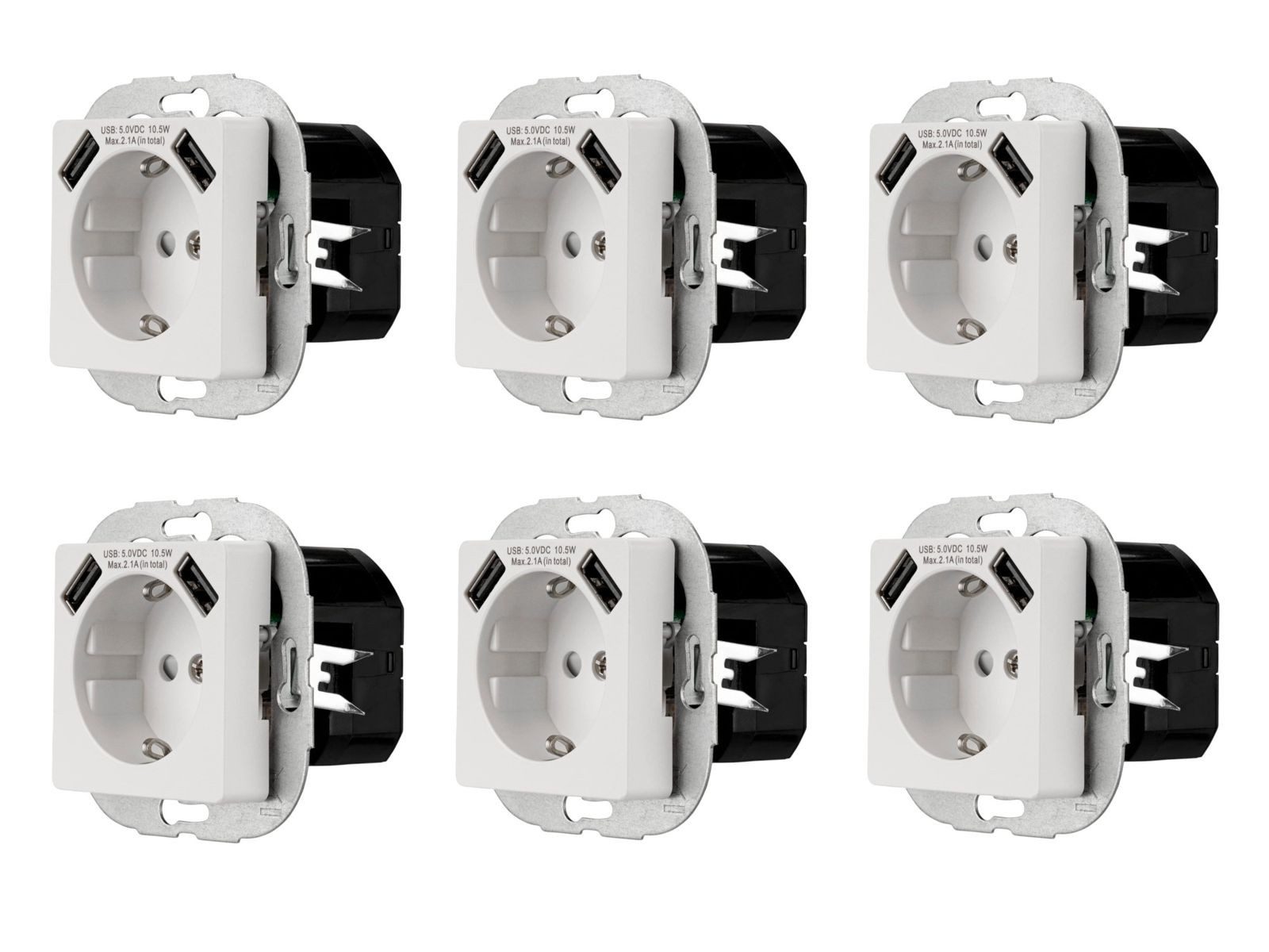 BURI Steckdose 6x REV Ritter Schuko Steckdosen 2x USB Kindersicherung, Steckdose weiß