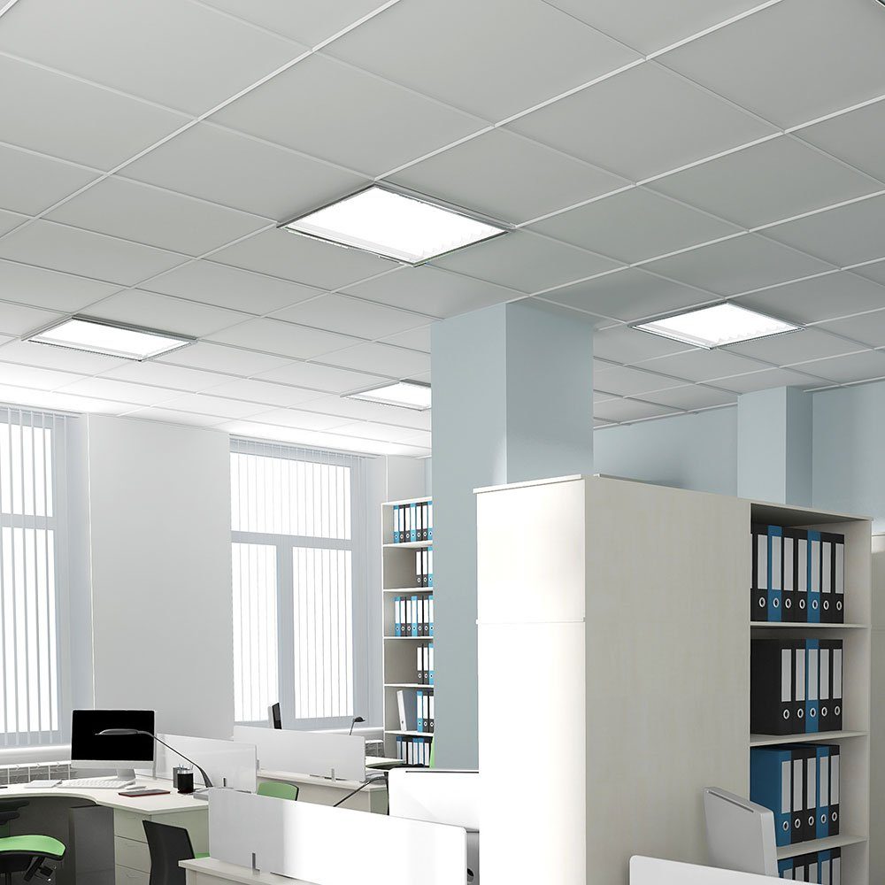fest LED-Leuchtmittel Leuchte Zimmer LED Panel Arbeits etc-shop Deckenleuchte, LED ALU verbaut, Einbau Decken 2x Lampe Büro