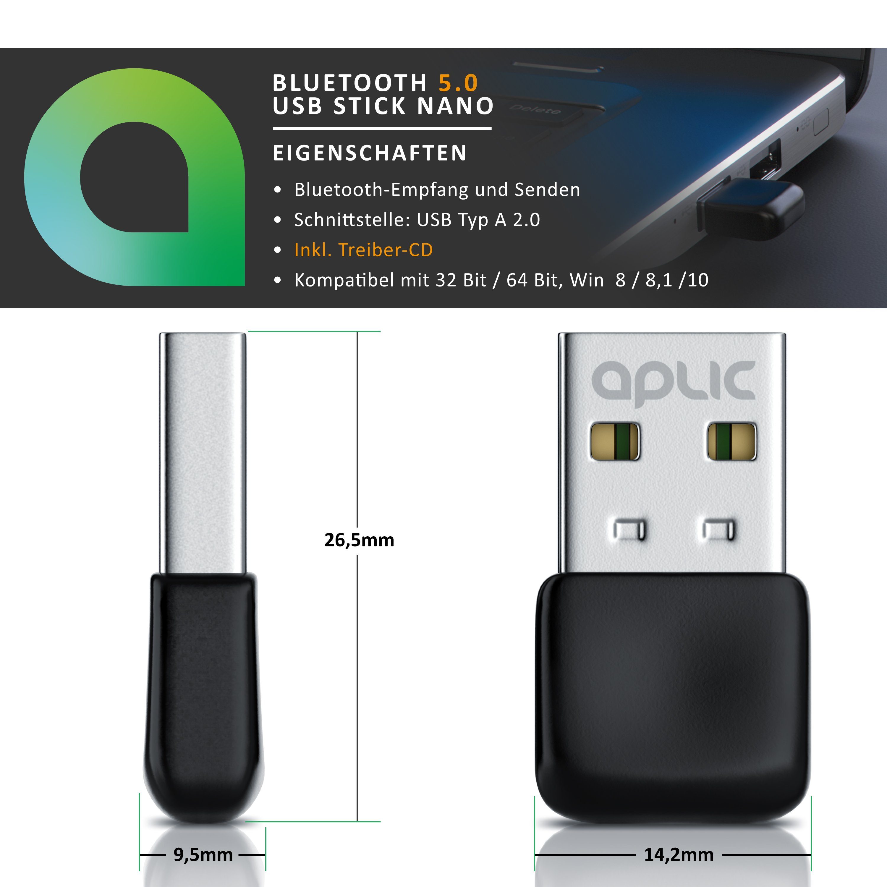 CSL USB Mbit/s 3 Dongle, Stick, PC Bluetooth®-Sender, Bluetooth Laptop, für BT Adapter, V5.0,