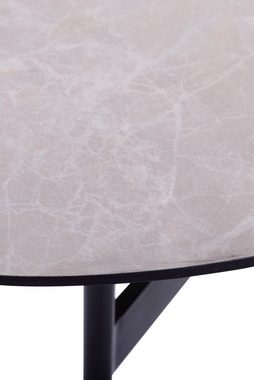 Home affaire Couchtisch, Couchtisch Oval, grau lackierter Tischplatte, 3 Bein Gestell Metall