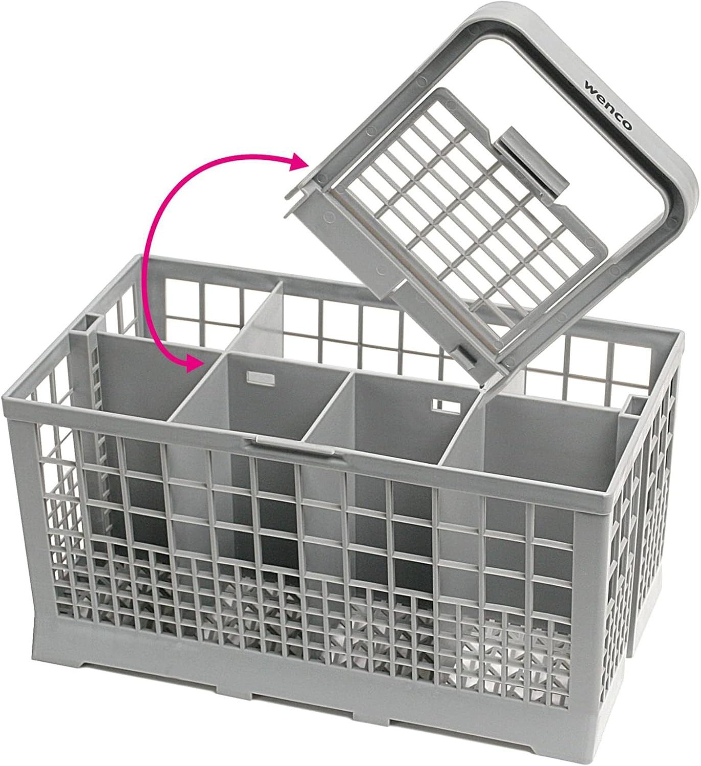 Wenco Besteckhalter Spülmaschinenkorb 23,7 x 13,7 x 24,7 cm, Grau mit Griff: 24,7 cm, (1-tlg), Universal passend langlebig hitzebeständiger Kunststoff – Bild 4 von 4