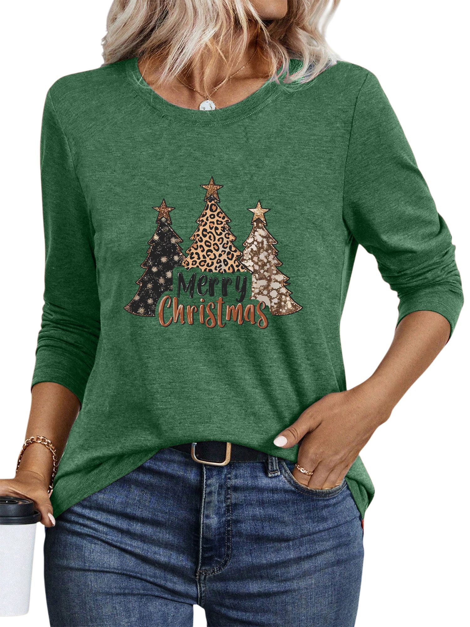 PYLIKE Rundhalsshirt Damen festlich Langarm mit Weihnachten Druck bequemes günstig online kaufen
