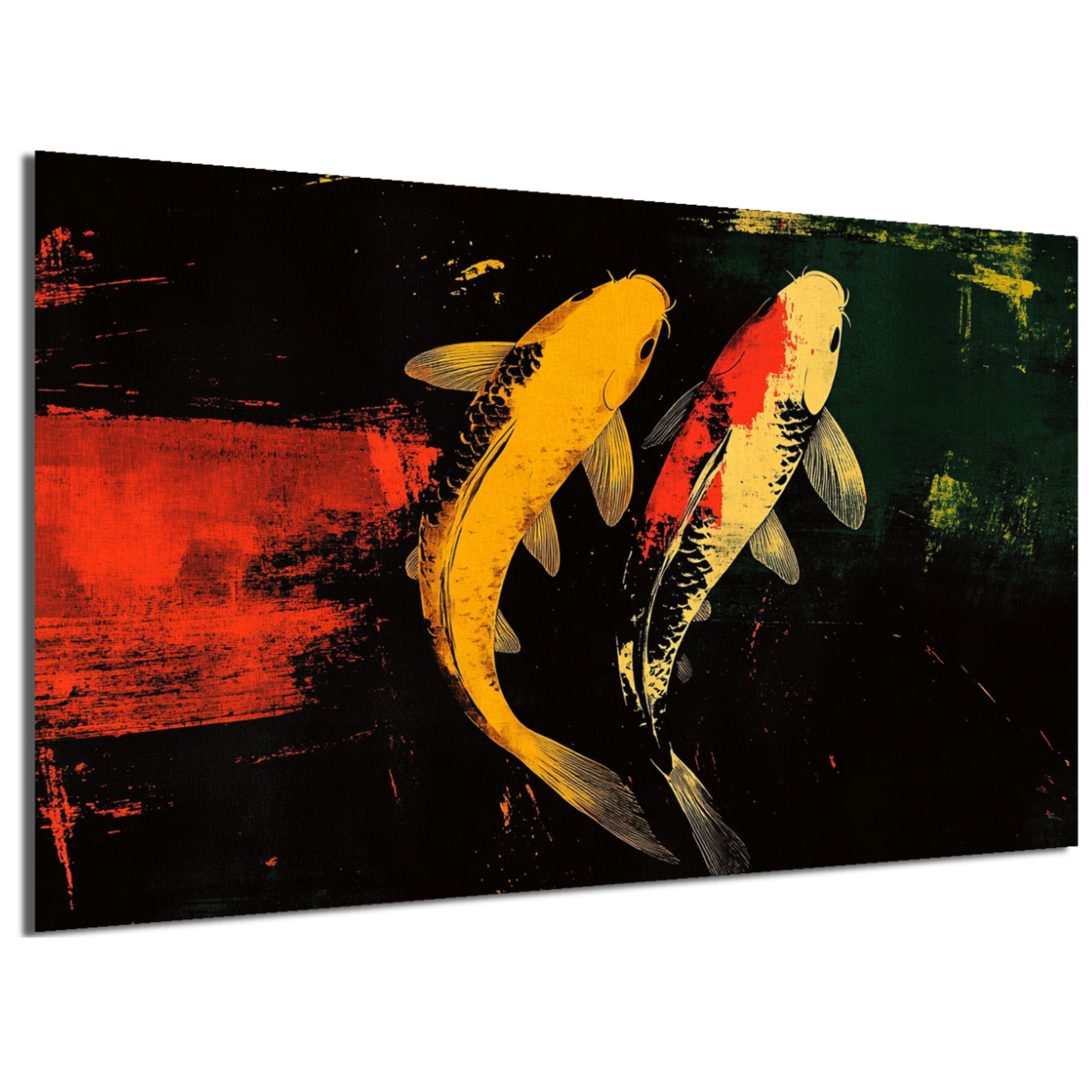 DARO Design Leinwandbild Modern Abstrakt Wandbilder XXL Wandbild Wand Deko Leinwand Bilder, (Koi Warhol Glitch - Bild groß Wohnzimmer Schlafzimmer Küche Esszimmer Einteilig Querformat Fotodruck Leinwände Wanddeko Abstrakte Kunst Boho), 84x56cm