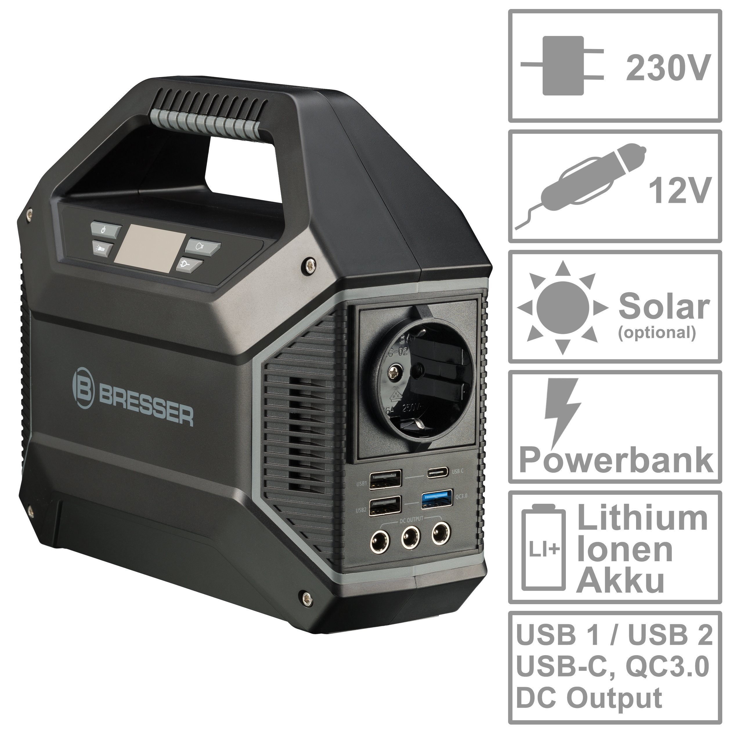 BRESSER Mobile Power Station portable power storage 100 Watt Powerstation 13000 mAh