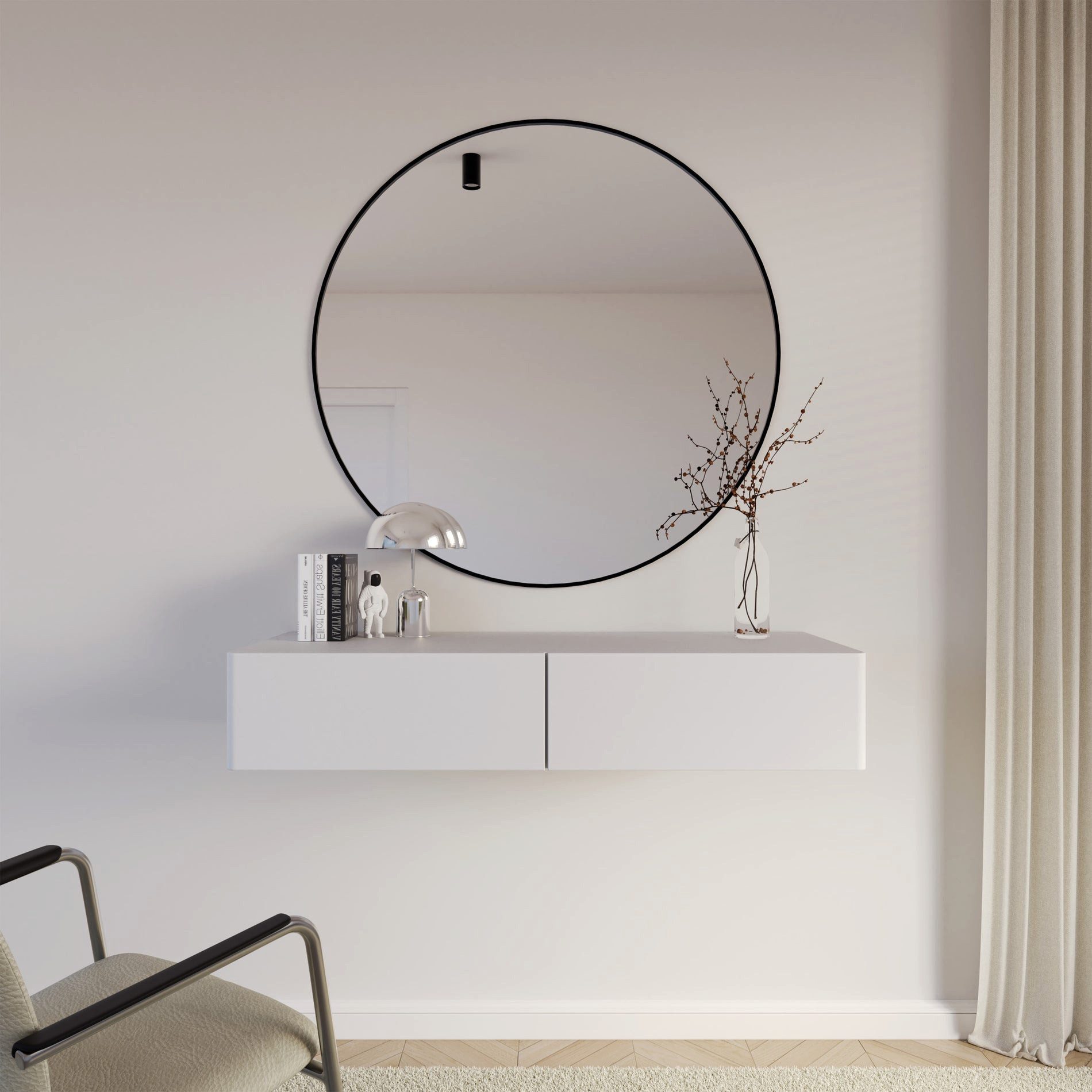 Selsey Schminktisch OLIO, Wandhängender Schminktisch mit 2 Schubladen, 110 cm breit