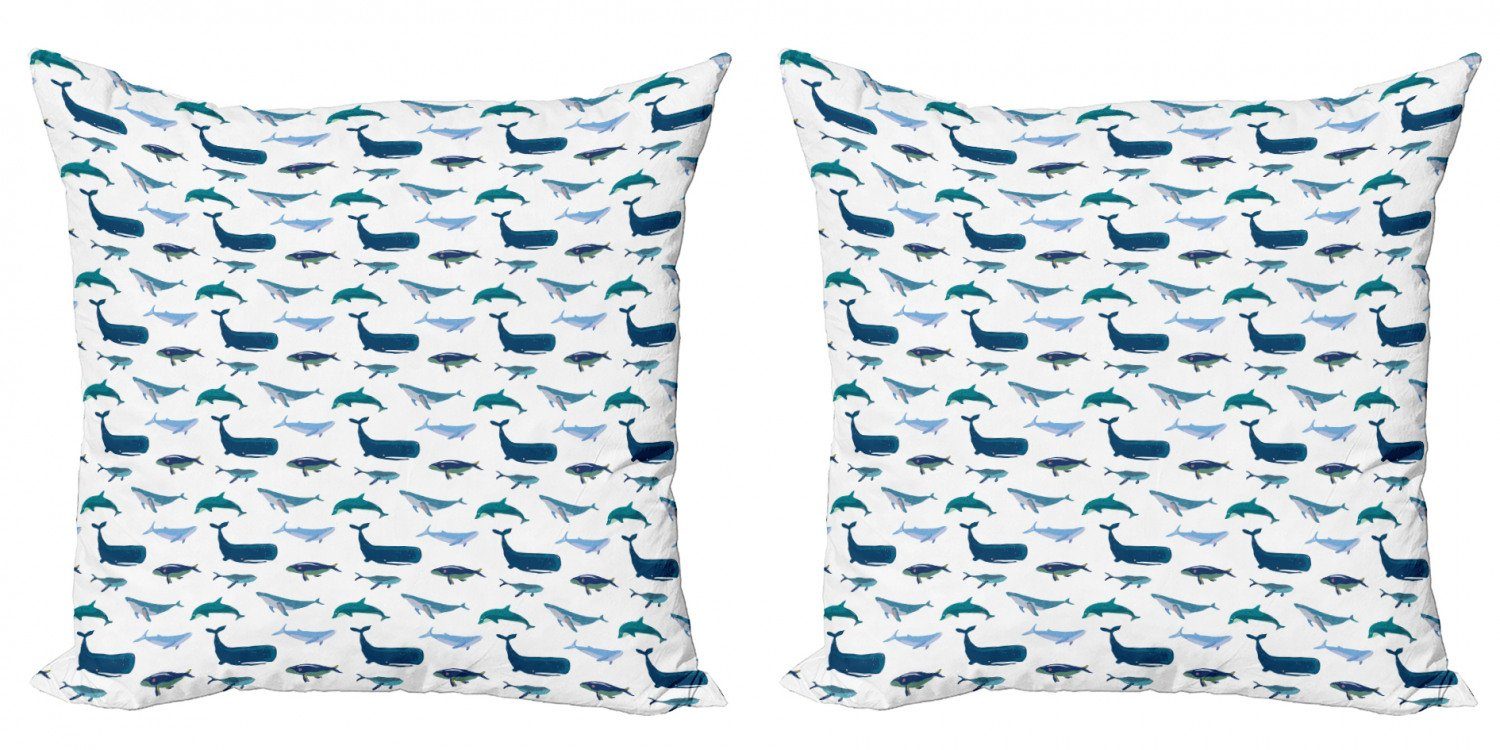 Abakuhaus Stück), (2 Meerestiere Wal Doppelseitiger Accent Kissenbezüge Modern Schwimmen Digitaldruck,
